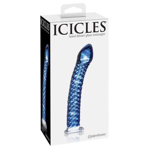 ICICLES No. 29 HAND BLOWN GLASS DILDO BLUE 17.8cm - ΟΜΟΙΩΜΑ ΠΕΟΥΣ ΓΥΑΛΙΝΟ 17.8εκ - Image 3