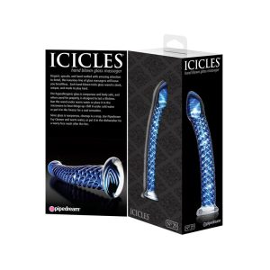 ICICLES No. 29 HAND BLOWN GLASS DILDO BLUE 17.8cm - ΟΜΟΙΩΜΑ ΠΕΟΥΣ ΓΥΑΛΙΝΟ 17.8εκ - Image 4