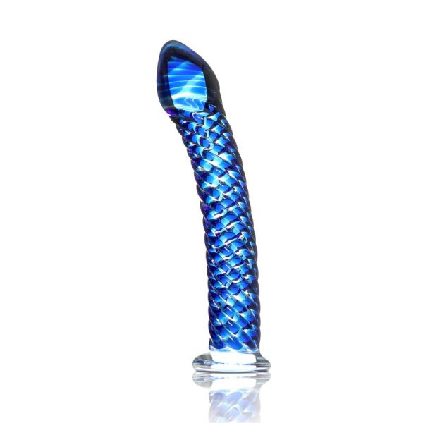 ICICLES ICICLES DILDO NO. 29 ICICLES No. 29 HAND BLOWN GLASS DILDO BLUE 17.8cm