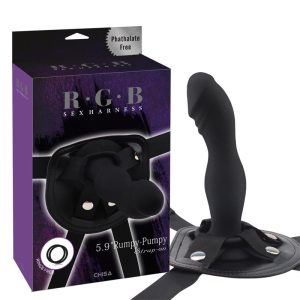 CHISA STRAP-ON WITH DILDO RUMPY SILICONE BLACK 15cm