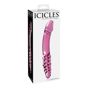 ICICLES No. 57 DOUBLE GLASS DILDO PINK 23cm - ΟΜΟΙΩΜΑ ΠΕΟΥΣ ΓΥΑΛΙΝΟ 23εκ - Image 4