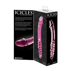 ICICLES No. 57 DOUBLE GLASS DILDO PINK 23cm - ΟΜΟΙΩΜΑ ΠΕΟΥΣ ΓΥΑΛΙΝΟ 23εκ - Image 5