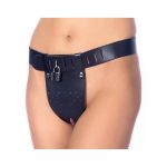 BONDAGE PLAY LEATHER CHASTITY BRIEFS WITH PADLOCKS