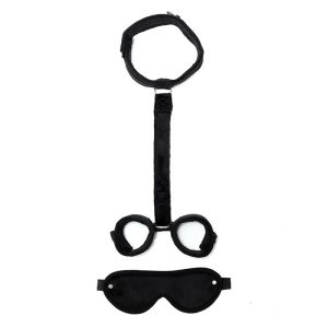 RIMBA BONDAGE PLAY BONDAGE SET 2 PIECES BLACK - ΚΟΛΑΡΟ ΜΕ ΧΕΙΡΟΠΕΔΕΣ & ΜΑΣΚΑ - Image 3