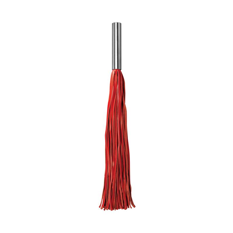 OUCH! WHIPS AND PADDLES LEATHER FLOGGER METAL LONG RED
