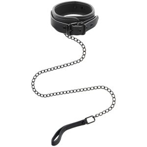 FETISH SUBMISSIVE COLLAR WITH LEASH BLACK