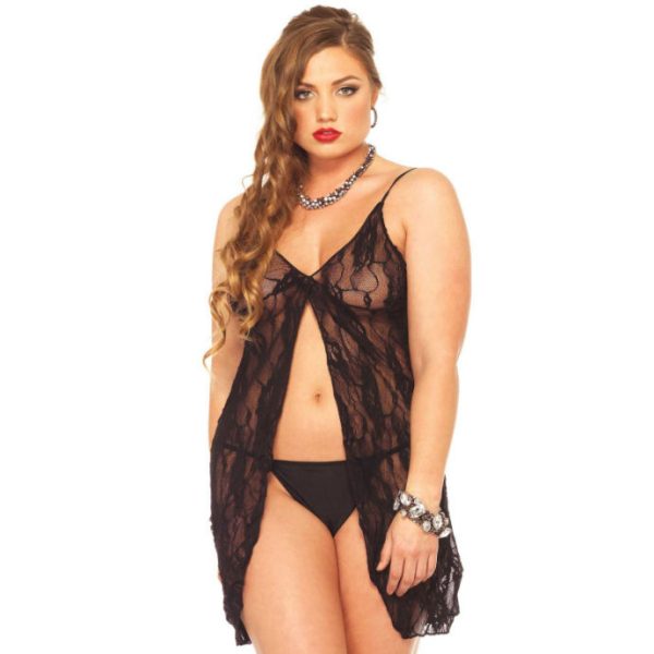 LEG AVENUE ROSE LACE BABYDOLL WITH G-STRING PLUS SIZE