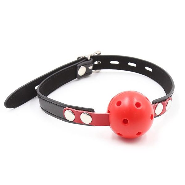 1-ball-gag-breathable-blackred FETISH ADDICT BREATHABLE BALL GAG ADJUSTABLE BLACK RED