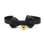 FETISH ADDICT COLLAR WITH BOW & BELL SIZE L BLACK 36cm