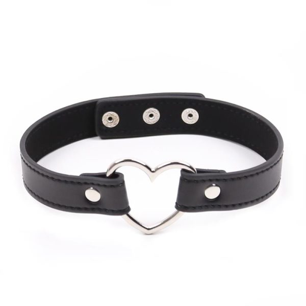 FETISH ADDICT COLLAR WITH HEART SHAPED HOOP ADJUSTABLE BLACK 41.5cm