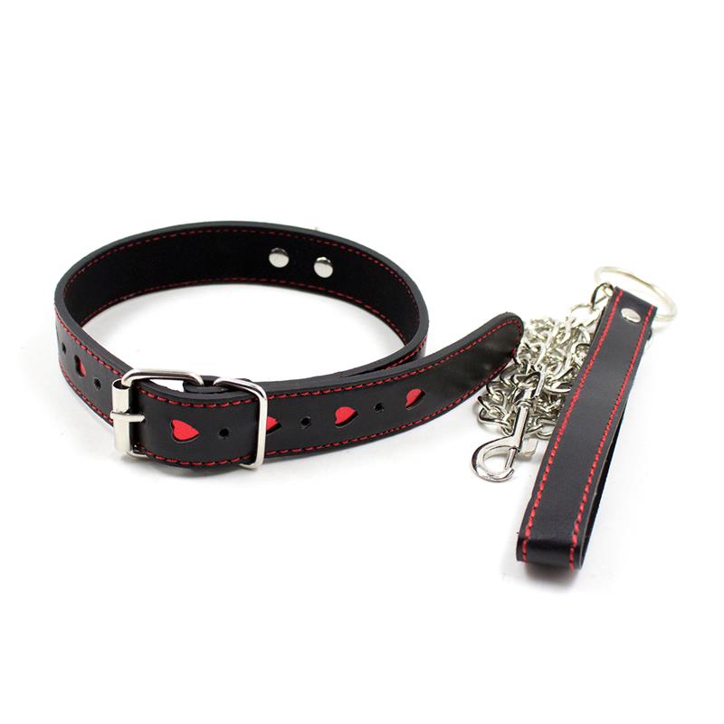 1-collar-with-metal-leash-blackred