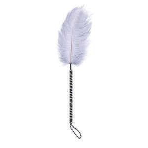 FETISH ADDICT FEATHER TICKLER WITH WRAPPED HANDLE BLACK WHITE 46cm