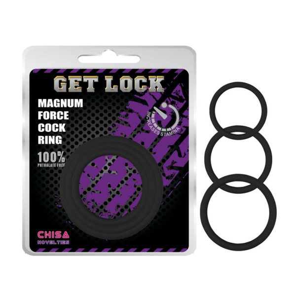 CHISA MAGNUM FORCE COCK RINGS SILICONE BLACK