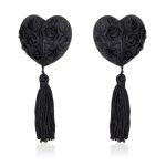 FETISH ADDICT ROSE HEART NIPPLE COVERS BLACK