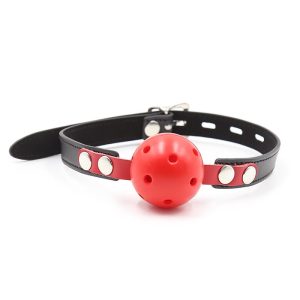 FETISH ADDICT BREATHABLE BALL GAG ADJUSTABLE BLACK RED - ΦΙΜΩΤΡΟ ΜΕ ΜΠΑΛΑ ΜΑΥΡΟ ΚΟΚΚΙΝΟ - Image 7