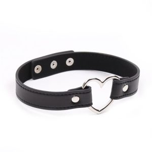 FETISH ADDICT COLLAR WITH HEART SHAPED HOOP ADJUSTABLE BLACK 41.5cm - ΚΟΛΑΡΟ ΜΕ ΚΑΡΔΙΑ ΜΑΥΡΟ - Image 3