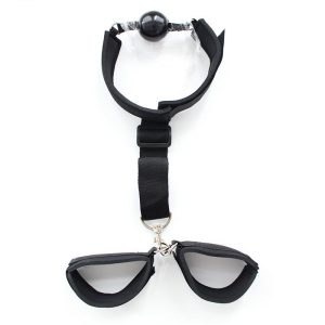 FETISH ADDICT GAG BALL WITH HANDCUFFS BLACK - ΦΙΜΩΤΡΟ ΜΕ ΧΕΙΡΟΠΕΔΕΣ ΜΑΥΡΟ - Image 6