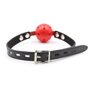 FETISH ADDICT BREATHABLE BALL GAG ADJUSTABLE BLACK RED - ΦΙΜΩΤΡΟ ΜΕ ΜΠΑΛΑ ΜΑΥΡΟ ΚΟΚΚΙΝΟ - Image 6