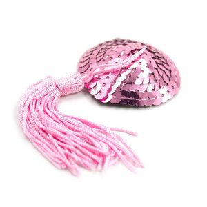 FETISH ADDICT SELF-ADHESIVE HEART SEQUIN NIPPLE COVER WITH TASSEL PINK - ΚΑΛΥΜΜΑΤΑ ΘΗΛΩΝ ΜΕ ΣΤΡΑΣ & ΚΡΟΣΙΑ ΡΟΖ - Image 3