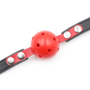 FETISH ADDICT BREATHABLE BALL GAG ADJUSTABLE BLACK RED - ΦΙΜΩΤΡΟ ΜΕ ΜΠΑΛΑ ΜΑΥΡΟ ΚΟΚΚΙΝΟ - Image 5