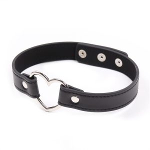 FETISH ADDICT COLLAR WITH HEART SHAPED HOOP ADJUSTABLE BLACK 41.5cm - ΚΟΛΑΡΟ ΜΕ ΚΑΡΔΙΑ ΜΑΥΡΟ - Image 4