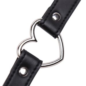 FETISH ADDICT COLLAR WITH HEART SHAPED HOOP ADJUSTABLE BLACK 41.5cm - ΚΟΛΑΡΟ ΜΕ ΚΑΡΔΙΑ ΜΑΥΡΟ - Image 8