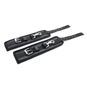 FETISH ADDICT LEATHER HANDCUFFS WITH BIG HOOPS BLACK - ΧΕΙΡΟΠΕΔΕΣ ΜΑΥΡΕΣ - Image 5