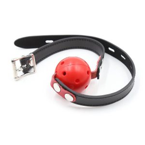FETISH ADDICT BREATHABLE BALL GAG ADJUSTABLE BLACK RED - ΦΙΜΩΤΡΟ ΜΕ ΜΠΑΛΑ ΜΑΥΡΟ ΚΟΚΚΙΝΟ - Image 3
