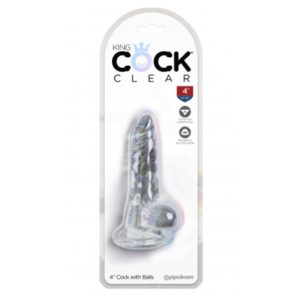 KING COCK 4" REALISTIC DILDO WITH TESTICLES CLEAR 10cm