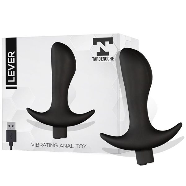 TARDENOCHE LEVER VIBRATING USB SILICONE ANAL PLUG BLACK 12cm