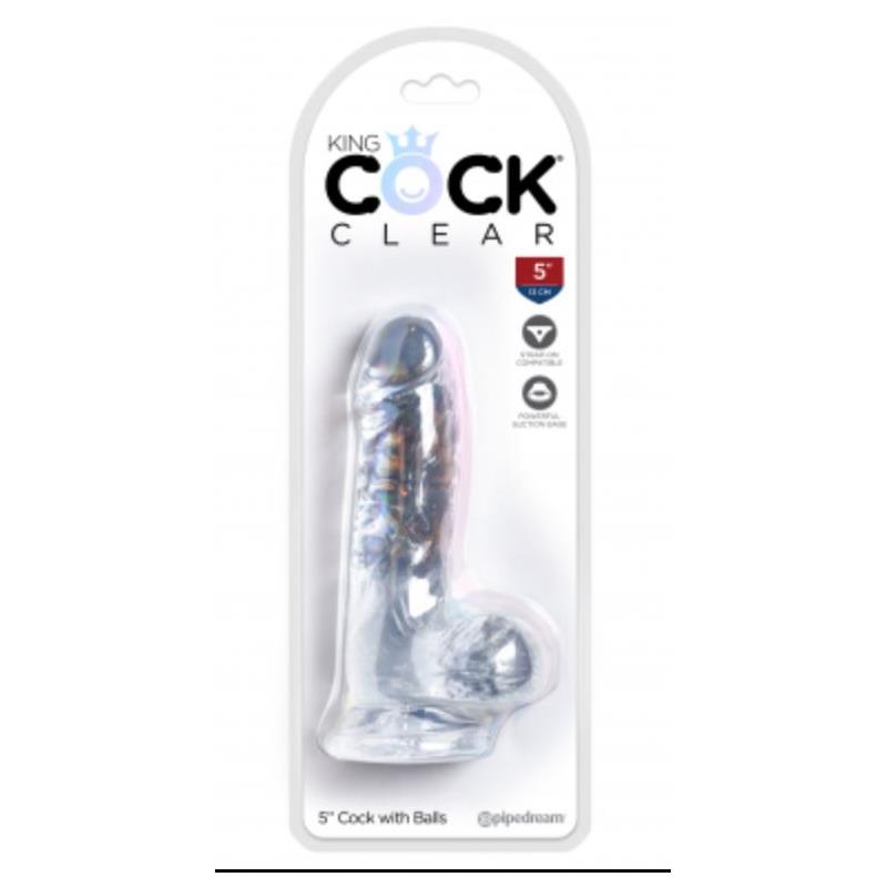 KING COCK 5" REALISTIC DILDO WITH TESTICLES CLEAR 12cm