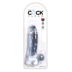 KING COCK 7" REALISTIC DILDO WITH TESTICLES CLEAR 17.8cm