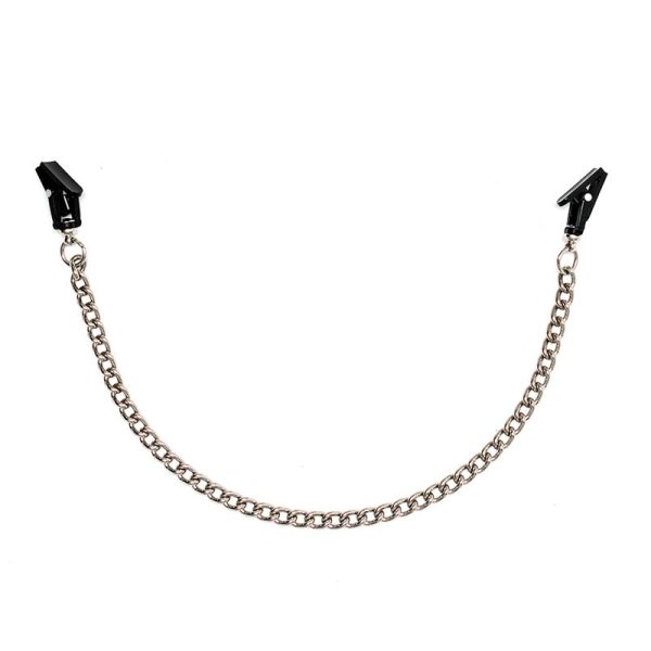 RIMBA BONDAGE PLAY BLACK NIPPLE CLAMPS WITH CHAIN