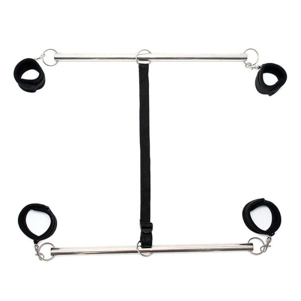 2-rimba-bondage-play-double-spreader-bar-with-cuffs-adjustable-black RIMBA BONDAGE PLAY DOUBLE SPREADER BAR WITH CUFFS ADJUSTABLE BLACK