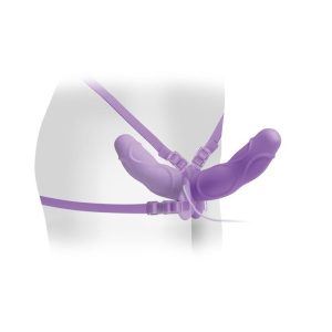 FETISH FANTASY ELITE VIBRATING DOUBLE DELIGHT STRAP-ON PURPLE - Image 4
