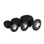 EASYTOYS PACK 3 BUTT PLUGS WITH CRYSTAL SILICONE BLACK