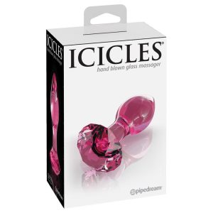 ICICLES No. 79 HAND BLOWN GLASS DIAMOND BUTT PLUG PINK 9cm - Image 5