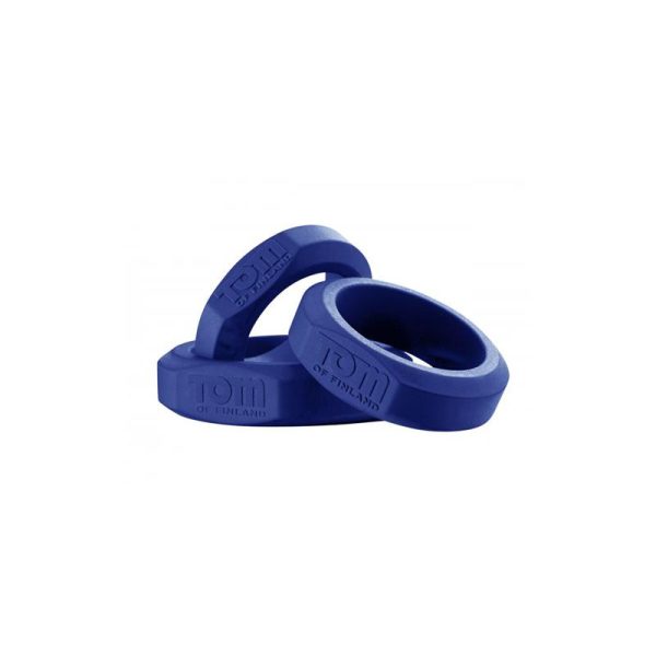 TOM OF FINLAND 3 PIECE SILICONE COCK RING SET BLUE