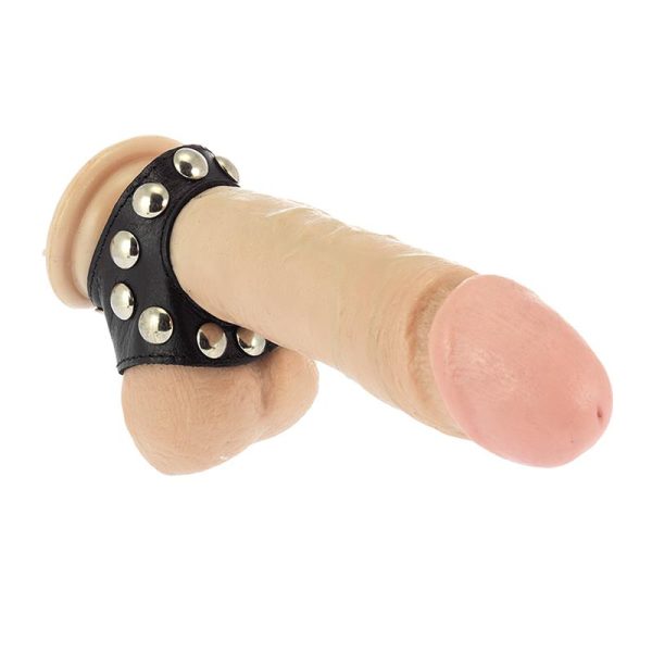 1-rimba-bondage-play-penis-strap-adjustable RIMBA BONDAGE PLAY LEATHER PENIS STRAP WITH STUDS ADJUSTABLE
