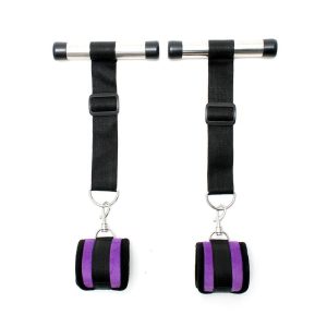 RIMBA BONDAGE PLAY OVER THE DOOR CUFFS SET PURPLE - Image 4