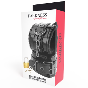DARKNESS WRIST RESTRAINTS WITH PADLOCK BLACK - Image 3