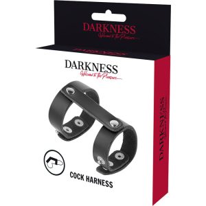 DARKNESS ADJUSTABLE LEATHER PENIS AND TESTICLES RING - Image 4