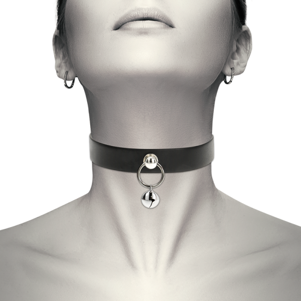 COQUETTE HAND CRAFTED CHOKER WITH RING & JINGLE BELL