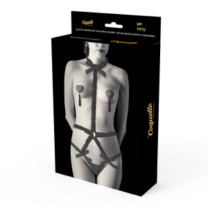 COQUETTE ELASTIC HARNESS SET AND NIPPLE COVERS BLACK - Image 4
