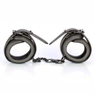 INTOYOU BLACK SHADOW VEGAN LEATHER HANDCUFFS - Image 4