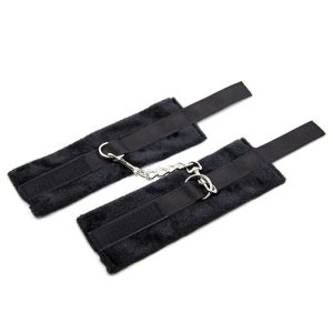 INTOYOU BDSM LINE HANDCUFFS WITH VELCRO WITH LONG FUR BLACK - Image 4
