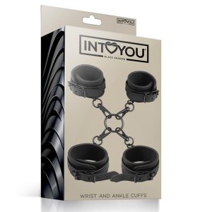 INTOYOU BLACK SHADOW VEGAN LEATHER WRIST AND ANKLE CUFFS SET - Image 5