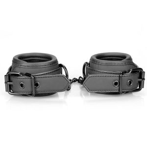 INTOYOU BLACK SHADOW VEGAN LEATHER HANDCUFFS - Image 3