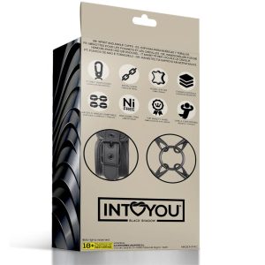 INTOYOU BLACK SHADOW VEGAN LEATHER WRIST AND ANKLE CUFFS SET - Image 4