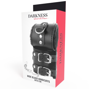 DARKNESS WRIST RESTRAINTS BLACK WITH FUR - Image 3